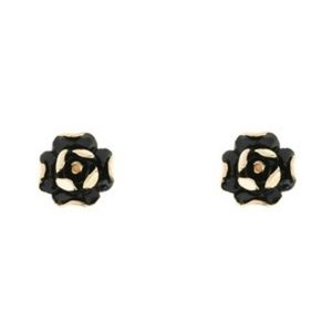 Ted Baker Enamel BLACK Gold Flower Earring Studs